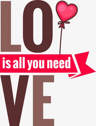 手绘红色爱心气球免抠