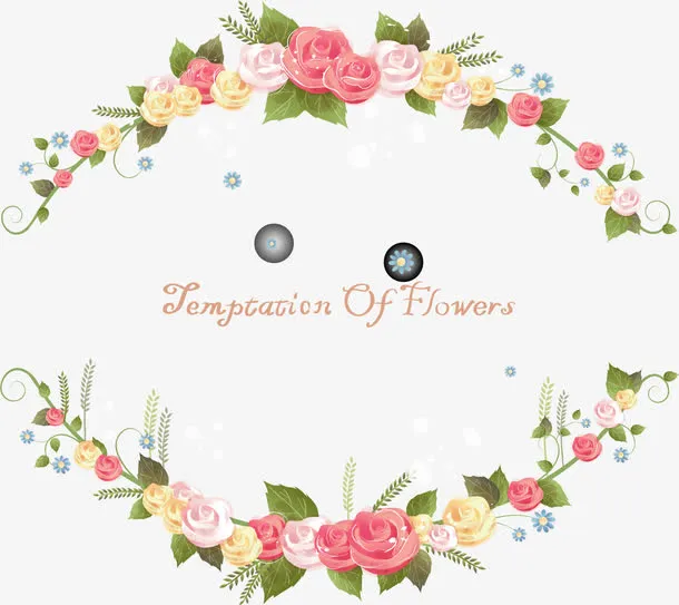 矢量韩式玫瑰花边框2免抠