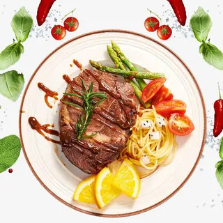 牛排牛肉配水果蔬菜主图免抠
