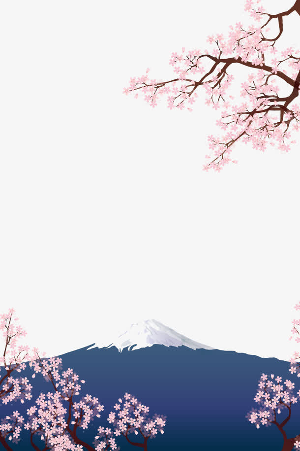 樱花富士山免抠
