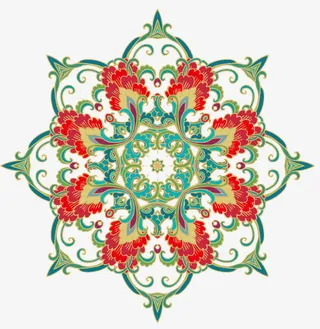 绿色民族风花纹免抠