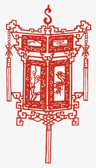 矢量红色宫灯免抠