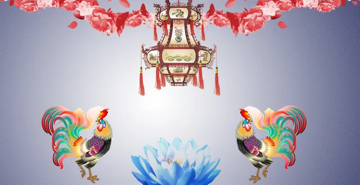 中国风中式花灯下的莲花背景素材高清