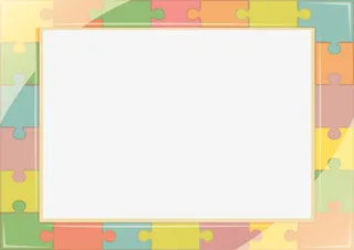 小清新拼图边框免抠