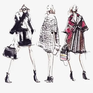 高端女装设计插画稿免抠