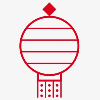 红色线性装饰灯笼设计图免抠