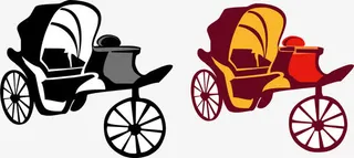 矢量复古黄包车免抠