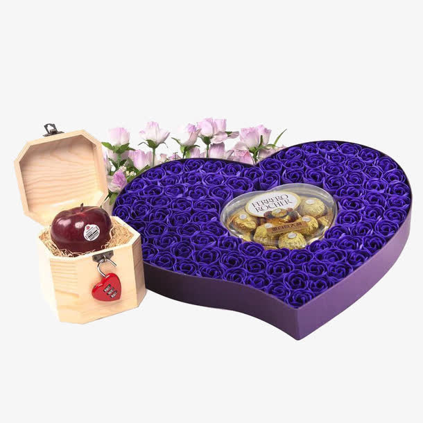 蓝色玫瑰和巧克力免抠