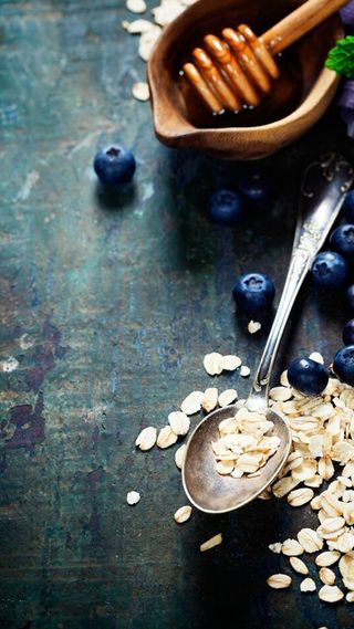 复古风蓝莓荞麦H5背景高清