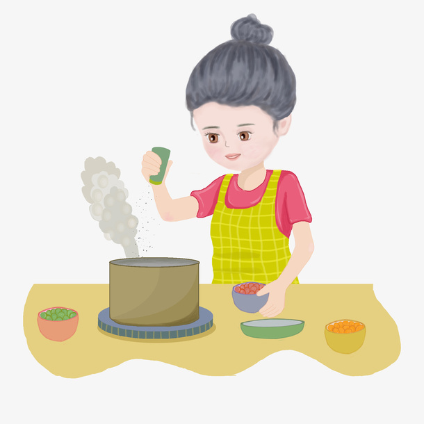 在厨房做饭的妈妈免抠