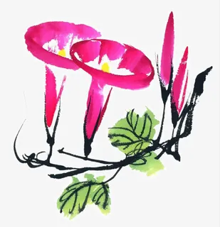 水墨牵牛花免抠