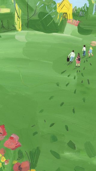 家人踏青插画H5背景高清