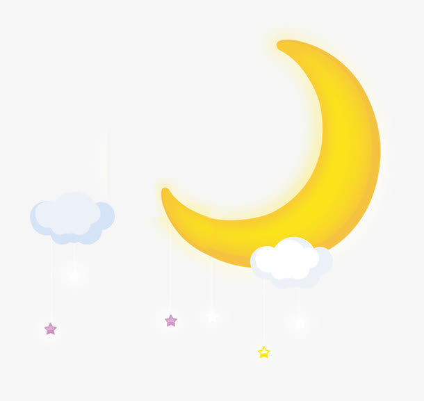 黄色卡通可爱月亮星星免抠
