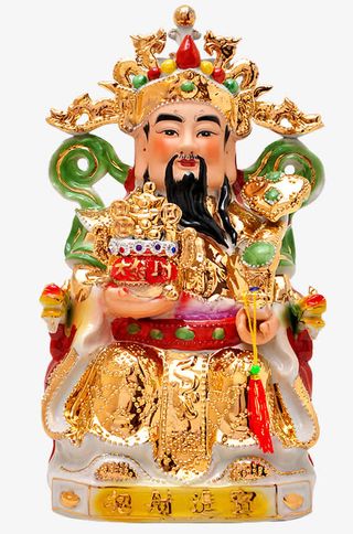 珐琅彩文财神摆件免抠