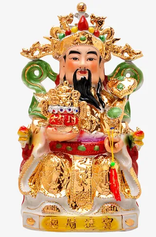 珐琅彩文财神摆件免抠