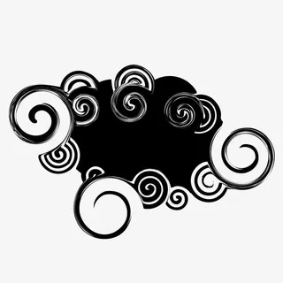 矢量水墨云彩黑色大小螺旋免抠