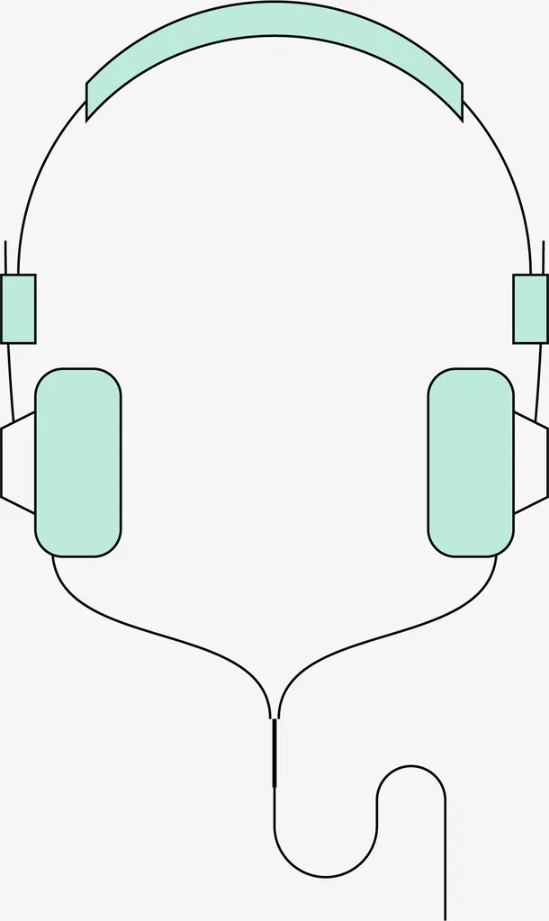 手绘卡通头挂式耳机免抠