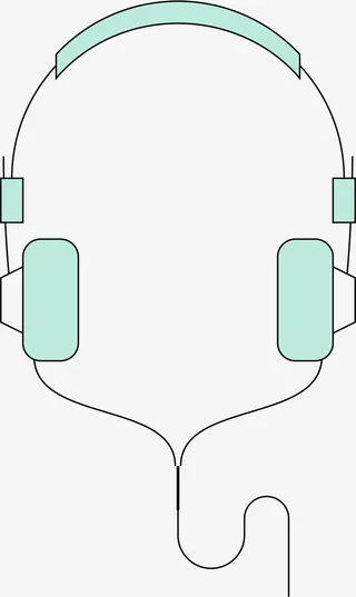 手绘卡通头挂式耳机免抠