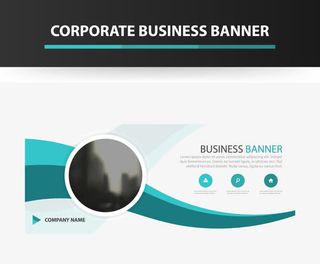 波浪条纹商务横幅免抠