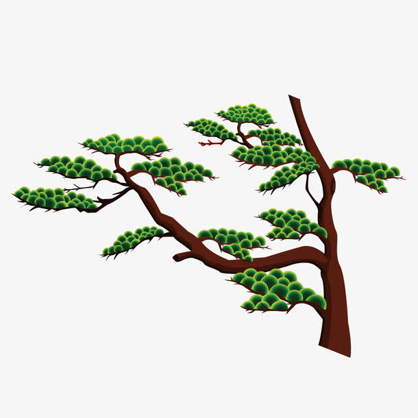 矢量手绘迎客松免抠