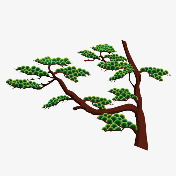 矢量手绘迎客松免抠