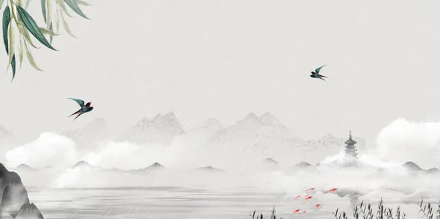 江南烟雨春天古风背景高清