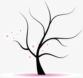 梦幻树枝手绘卡通免抠