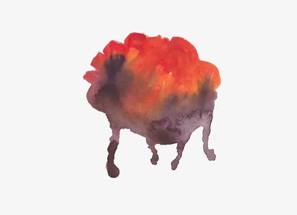 橙紫混合泼墨免抠