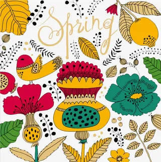 卡通春季花卉背景矢量素材