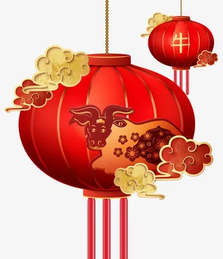 中国风灯笼 春节 祥云免抠