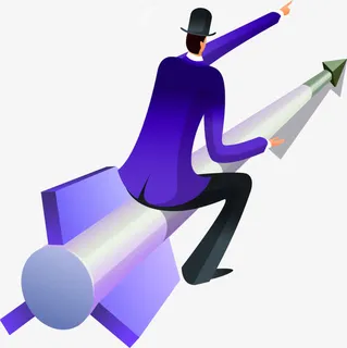 手绘蓝色卡通箭头免抠