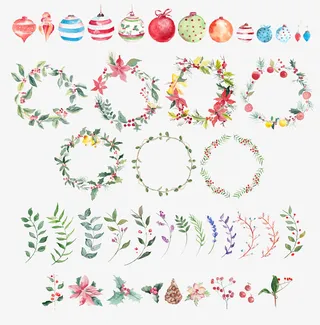 卡通手绘圣诞节花环素材免抠