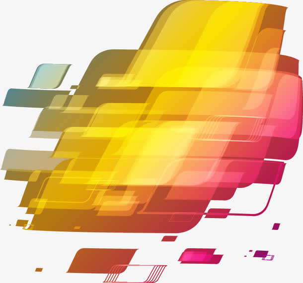 抽象炫彩几何块免抠