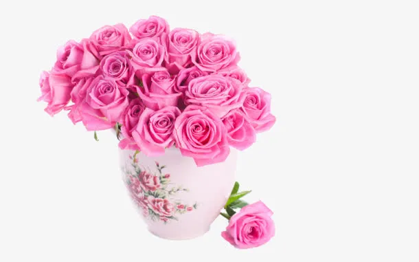 玫瑰花花瓶png素材免抠