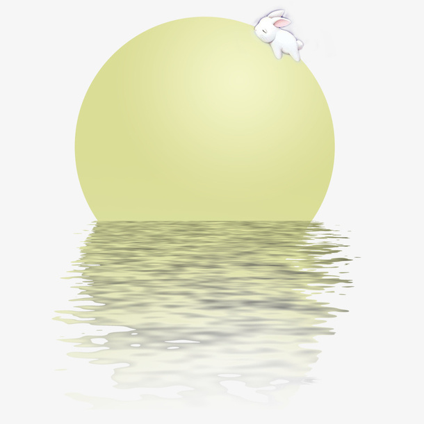 月兔和月亮手绘图免抠