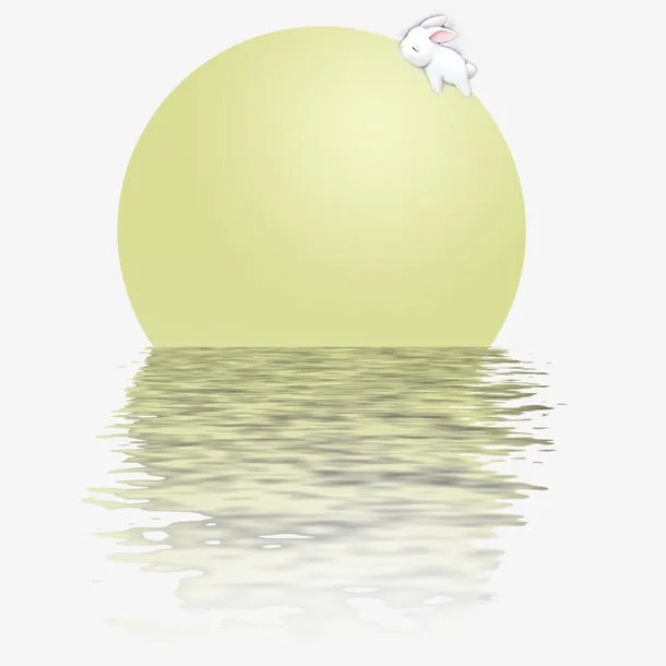 月兔和月亮手绘图免抠