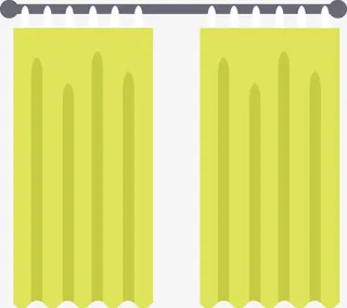 草绿窗帘矢量免抠