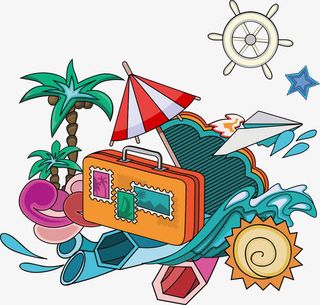 矢量海边旅行免抠