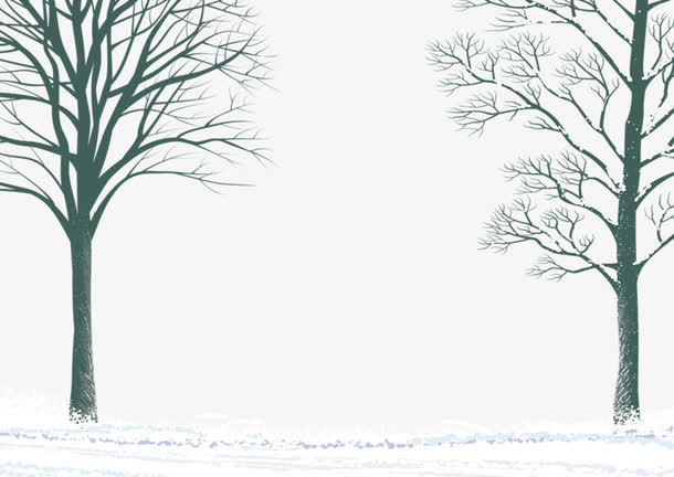 雪地里的光秃秃的树枝免抠