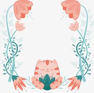 粉红色手绘猫咪免抠