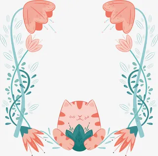 粉红色手绘猫咪免抠