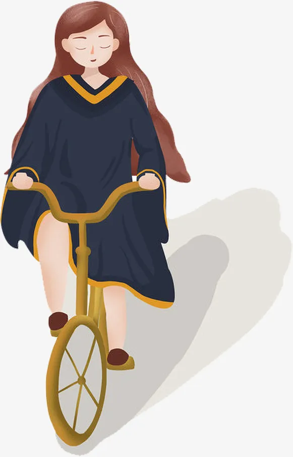 原创毕业季骑车的女孩免抠