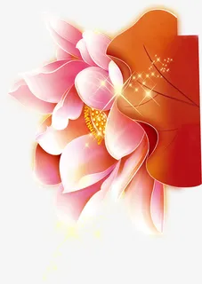 粉色金光荷花手绘国庆免抠