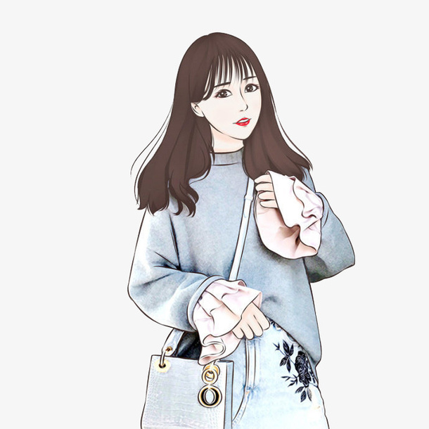 休闲搭配少女装免抠