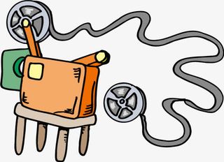 手绘卡通黄色电影放映机矢量免抠