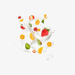 水果 牛奶 组合 漂浮免抠