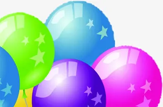 创意手绘质感五颜六色的气球免抠