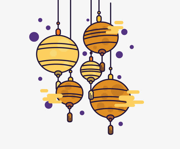 手绘黄色的灯笼设计免抠