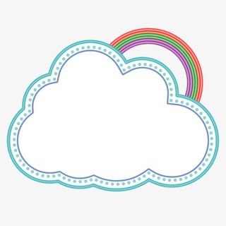 可爱白云彩虹霓虹边框免抠