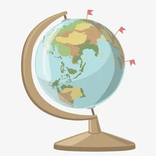 蓝色质感扁平地球仪免抠